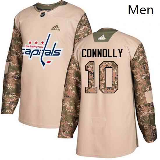 Mens Adidas Washington Capitals 10 Brett Connolly Authentic Camo Veterans Day Practice NHL Jersey